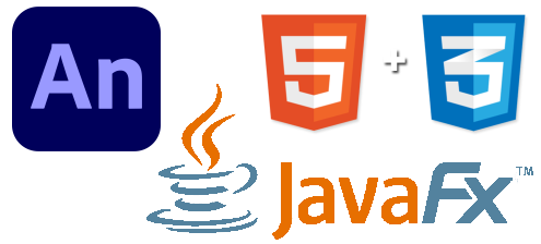 Adobe Flash CC, HTML5 + CSS3 , Oracle JavaFX